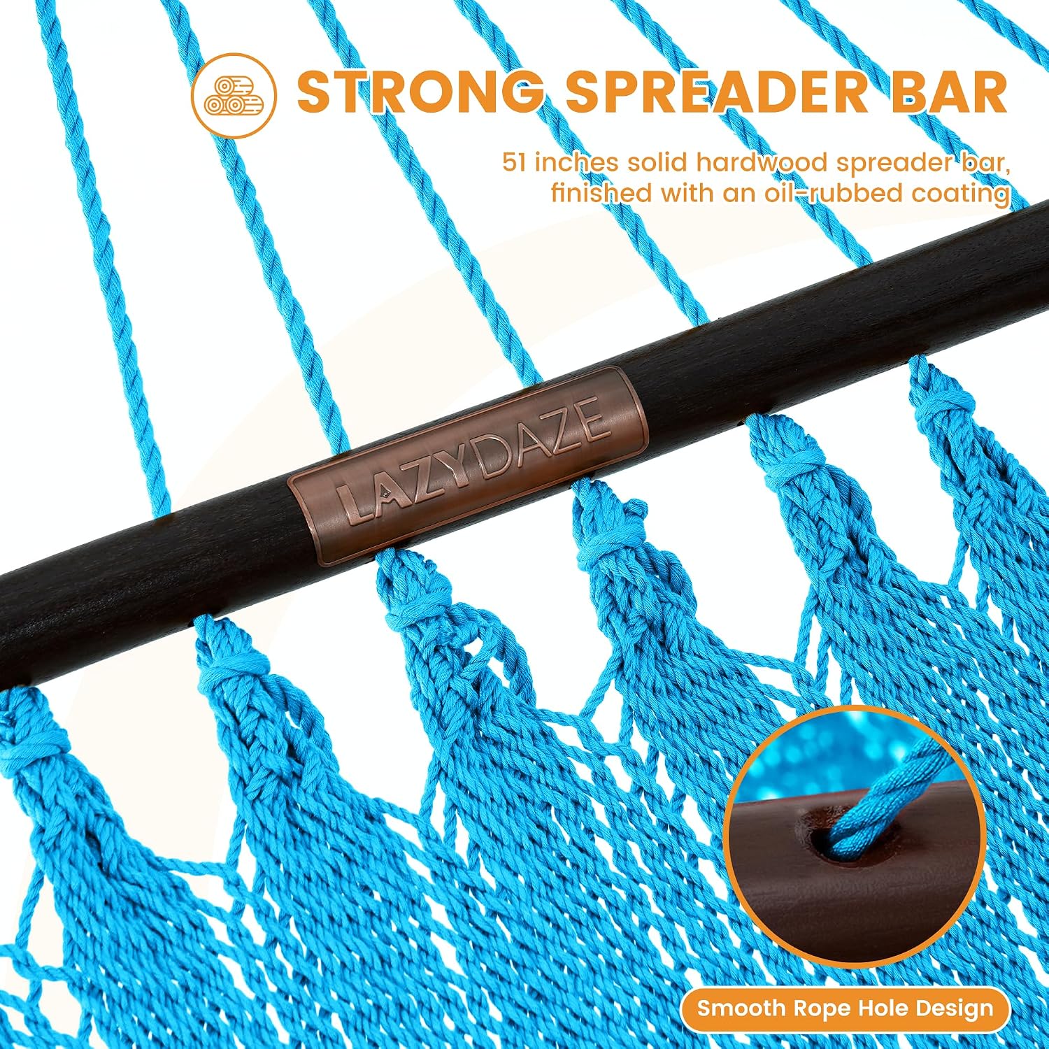 Lazy Daze 2 Person Caribbean Rope Hammock, Handwoven Double Hammock