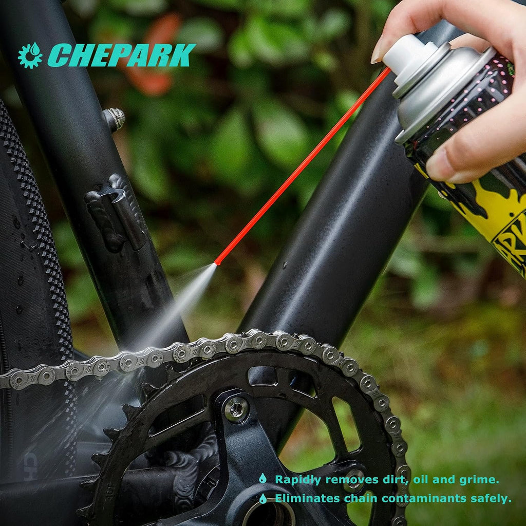 CHEPARK Bike Drivetrain cleaning & lubricating Essentials Kit with Bicycle Degreaser,Bicycle Lubricant Brush Tool- Bicycle Maintenance for Mountain Road Bikes (50P)