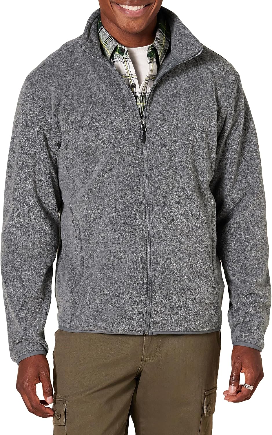 Amazon Essentials Men's Full-Zip Polar Fleece Jacket with Zippered Pockets for Cold Outdoor Weather (Available in Big & Tall)