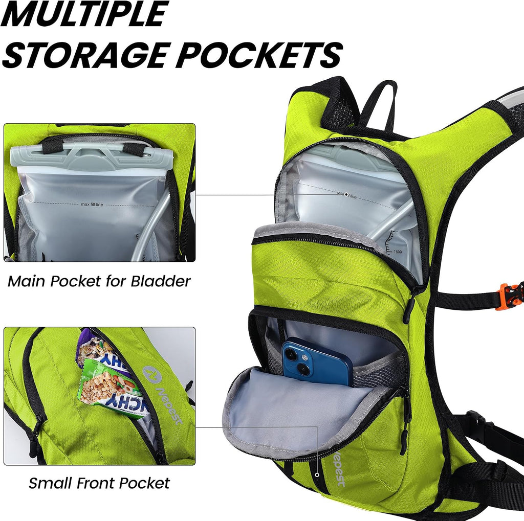 Nepest Hydration Pack Backpack with 2L Water Bladder Reflective Lightweight