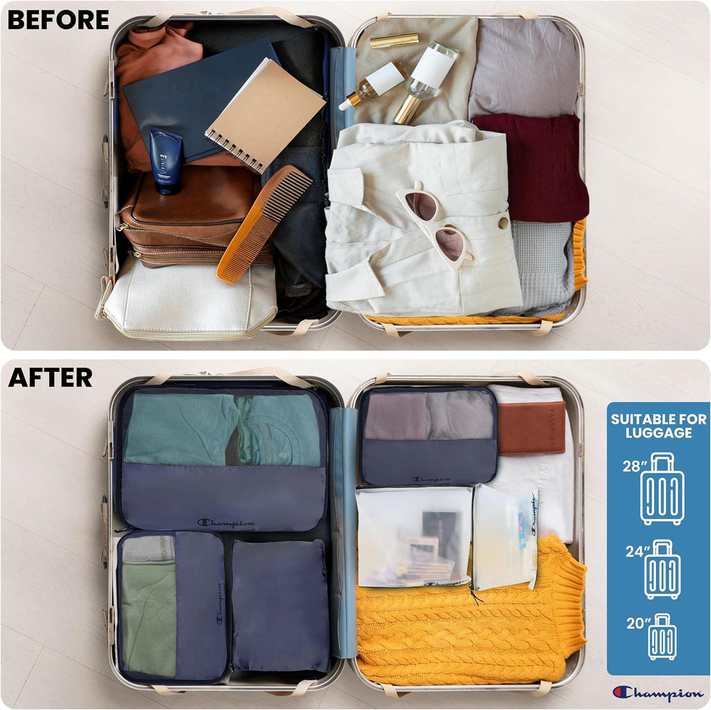 Champion Packing Cubes for Travel - 6 Piece Organizer Set, Carry-On Ready