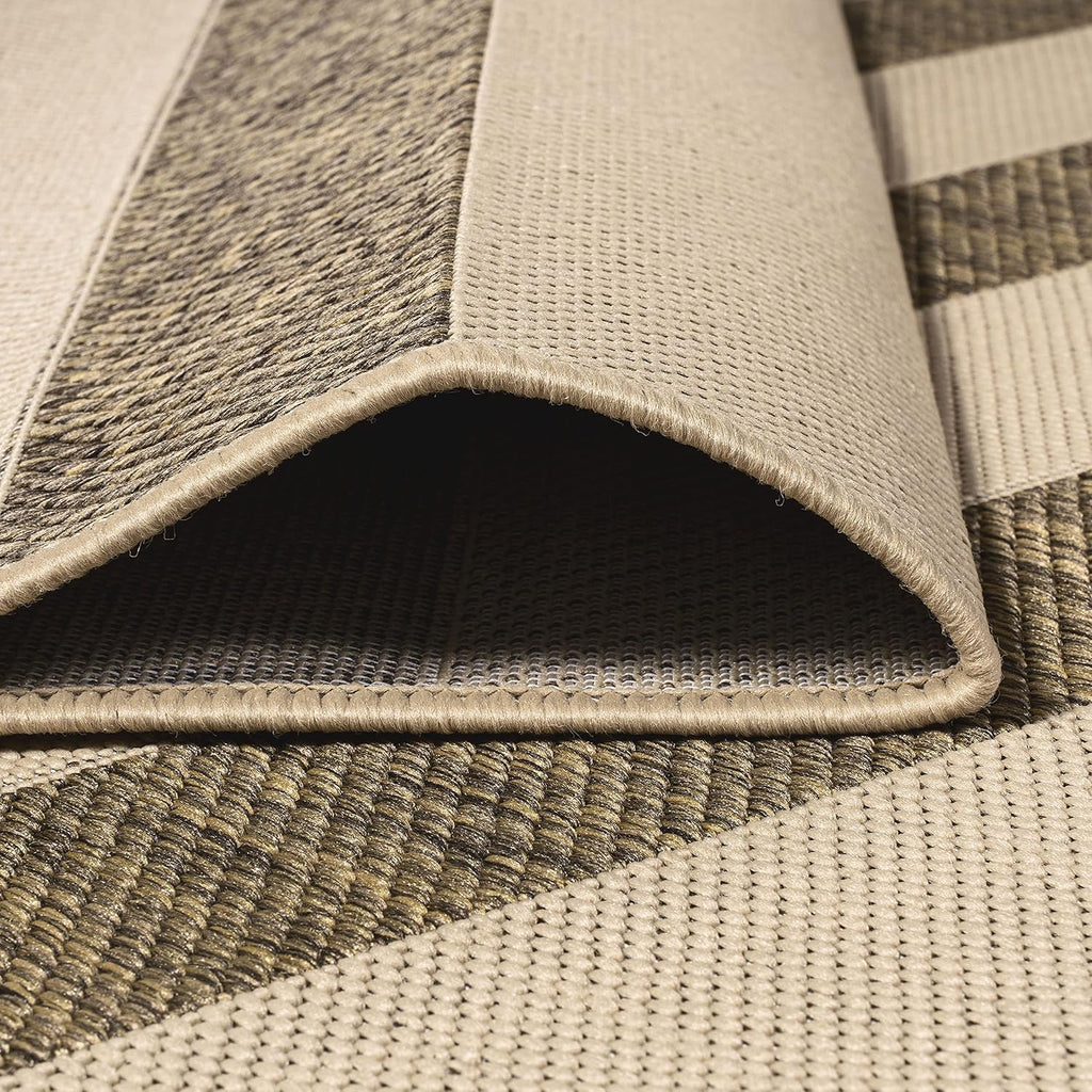 JONATHAN Y Wide Stripe Indoor Outdoor Area Rug 5X8 Beige/Brown, Aveiro for Backyard, Patio, Porch, Easy-Cleaning, High Traffic, Pet-Friendly, Non-Shedding (SMB112A-5)