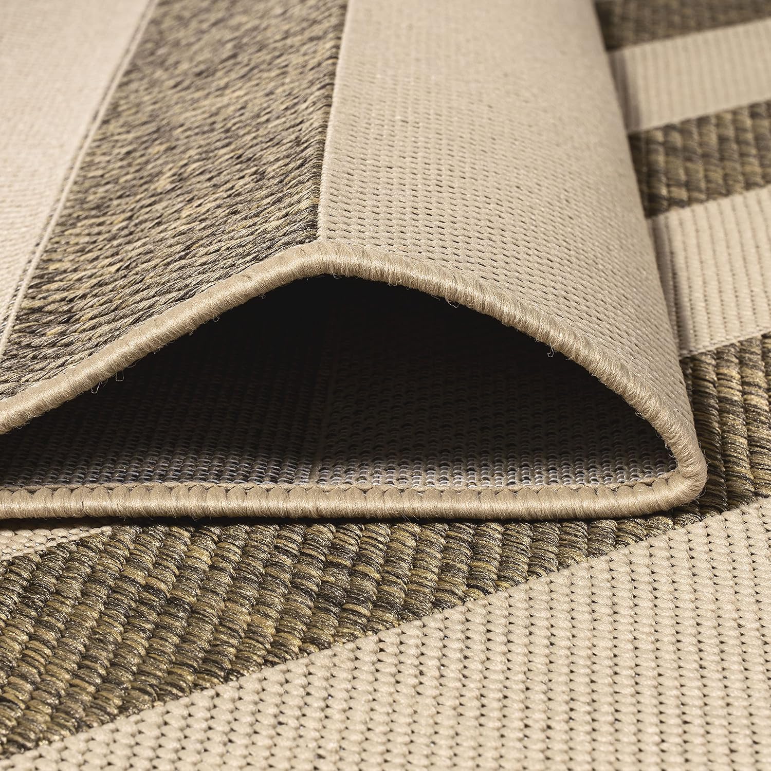 JONATHAN Y Wide Stripe Indoor Outdoor Area Rug 5X8 Beige/Brown, Aveiro for Backyard, Patio, Porch, Easy-Cleaning, High Traffic, Pet-Friendly, Non-Shedding (SMB112A-5)