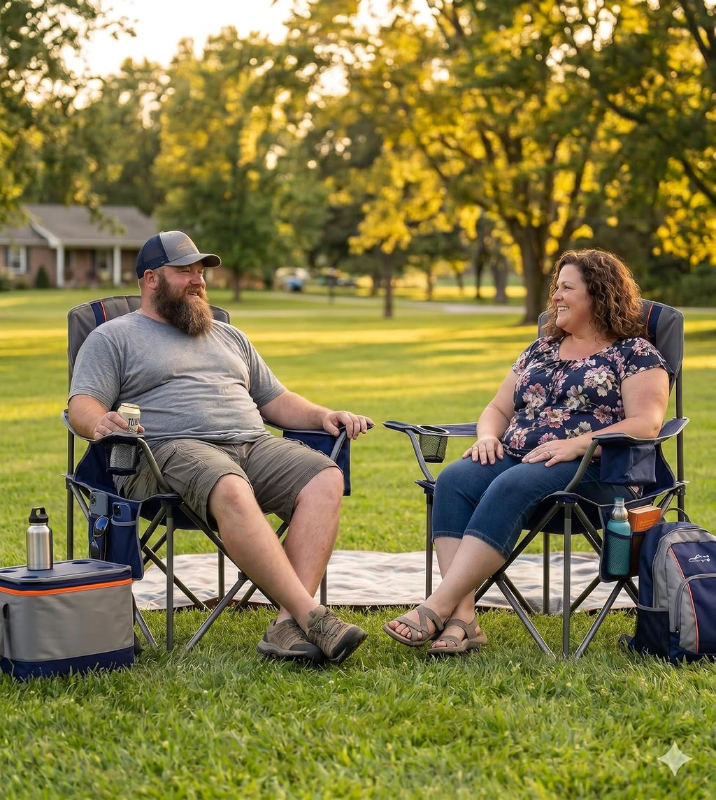 FAIR WIND 2-Pack Padded Oversized Camping Chair Heavy Duty for Adults