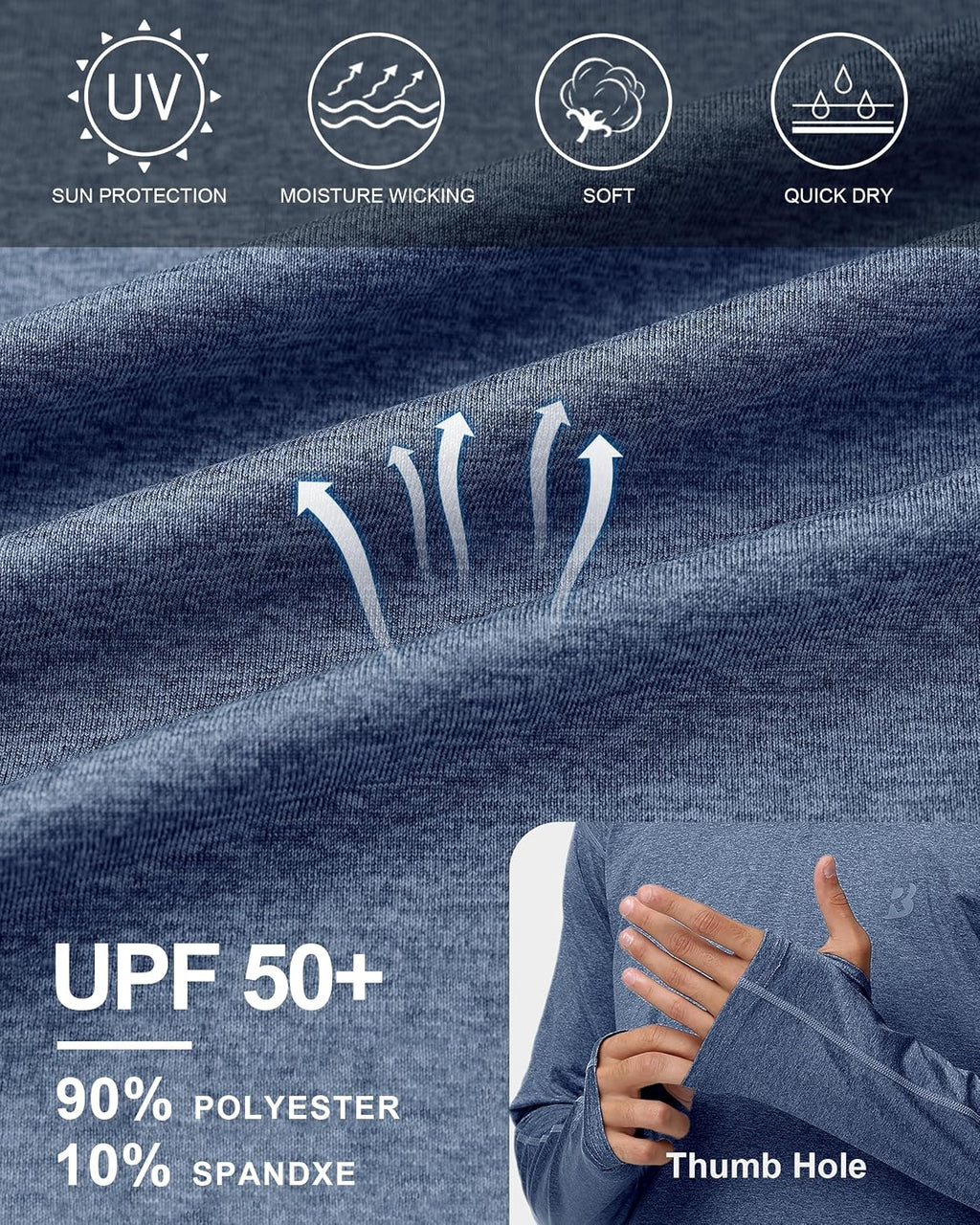 Roadbox Men's UPF 50+ Fishing Shirts, Long Sleeve UV Sun Protection Hoodie