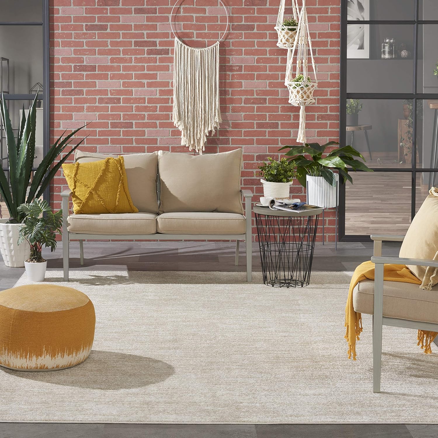 Nourison Home Essentials Indoor Outdoor Area Rug, Ivory Beige, 8' x 10'