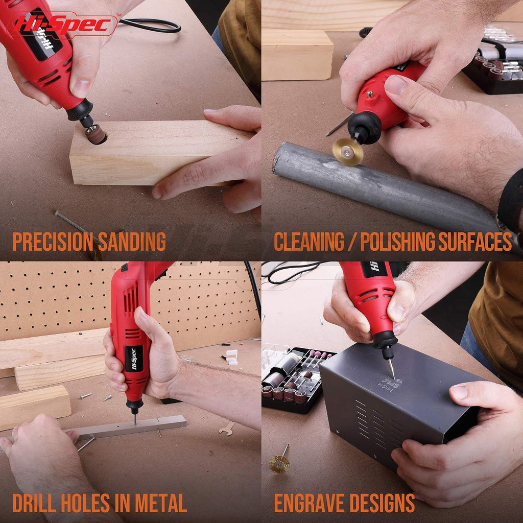 Hi-Spec 130W Corded Power Rotary Multi Tool Kit with Dremel Compatible Bit