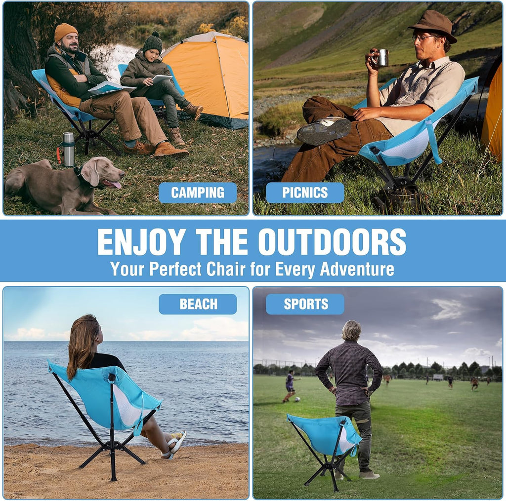 VILLEY 2-Pack Portable Folding Camping Chairs, Lightweight, Blue