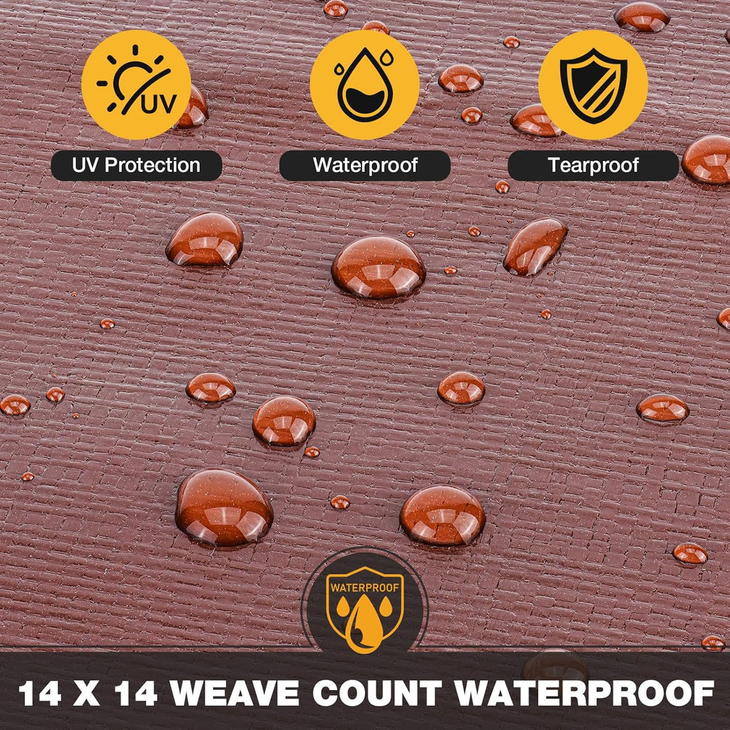Winpull Tarp 10x12FT, Large 16 Mil Heavy Duty Tarps, Waterproof Tarp with Brass Grommets and Reinforced Edges, UV Resistant, Tear&Fade Resistant Poly Tarp for Outdoor Camping Pool Car Tent