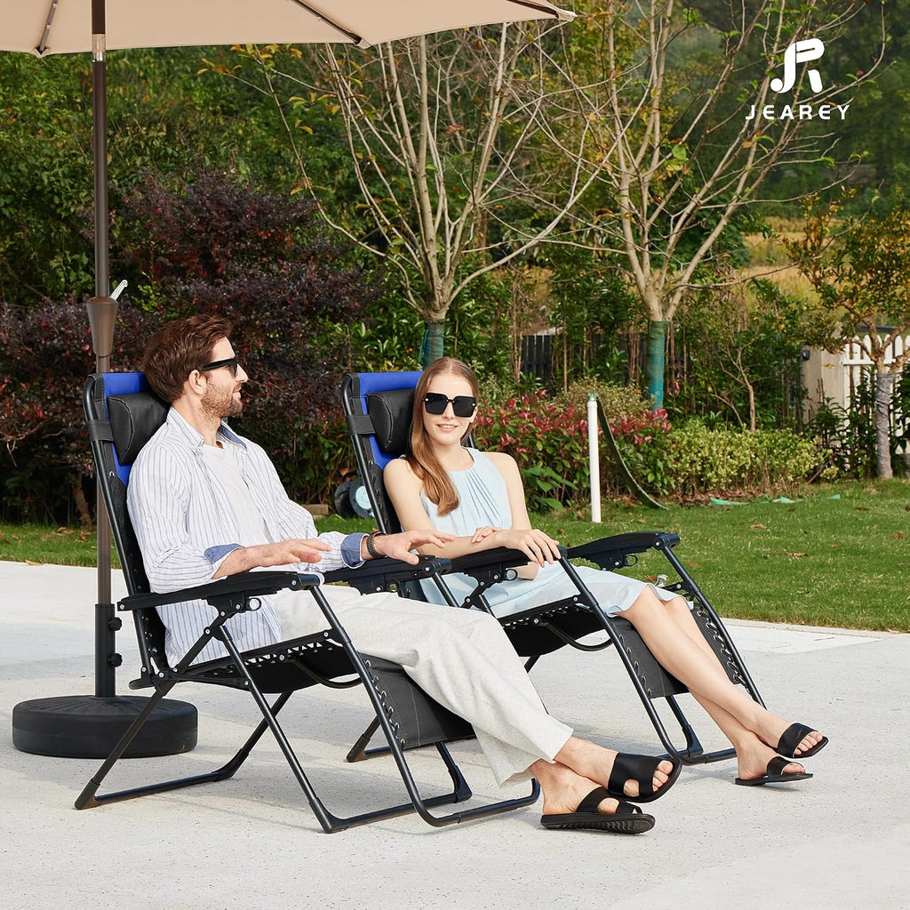JEAREY Zero Gravity Chair, Oversized Padded Recliner - Black/Blue