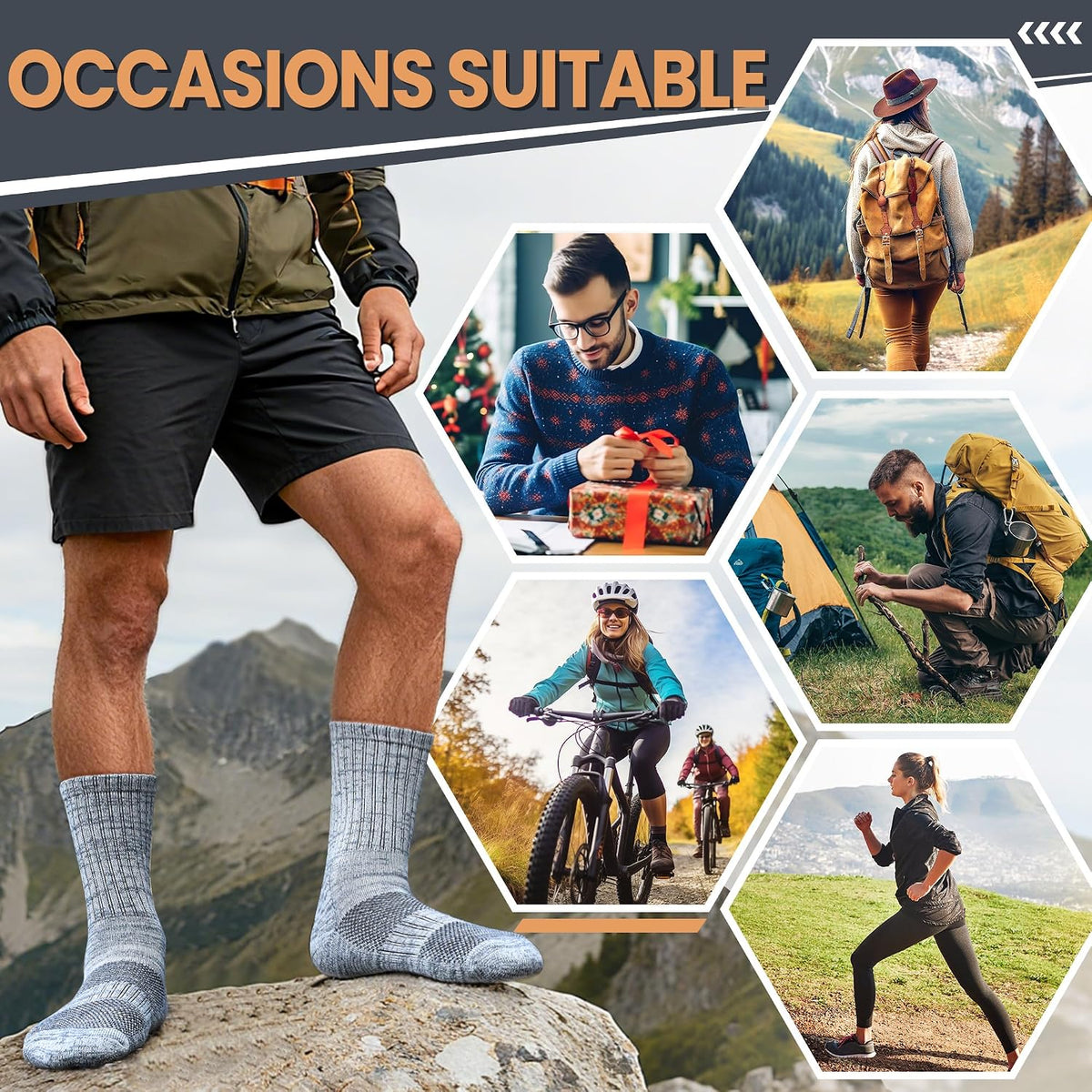 DoSmart Merino Wool Hiking Winter Boot Work Crew Socks for Women Men