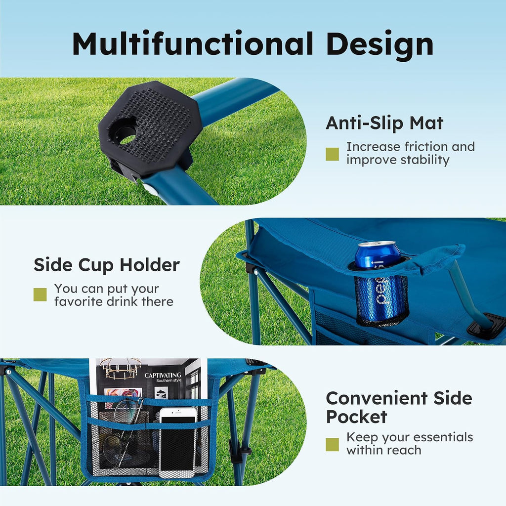 ALPHA CAMP 2-Pack Folding Camping Chair with Cooler Bag & Lumbar Support