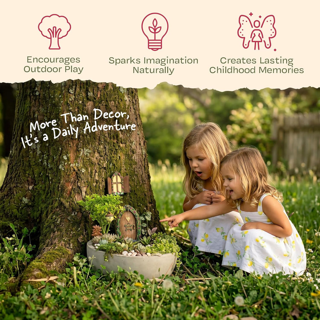 Opening Fairy Door and Window with Light, Fairy Doors for Trees Outdoor, Fairy Door, Fairy House Kit, Fairy Garden Decor, Fairy Doors, Fairy Garden Decor, Fairy Garden Decorations, Garden Fairy