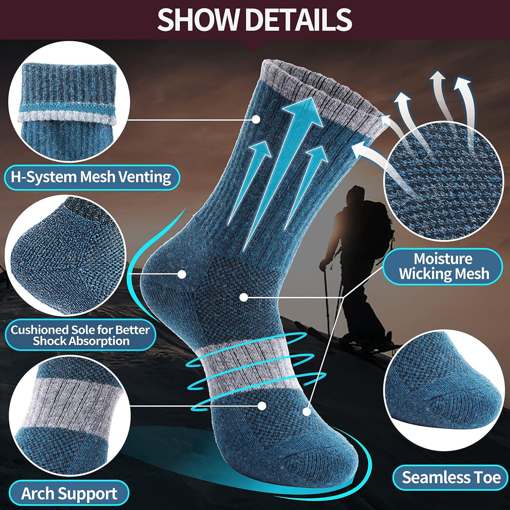 Anlisim Merino Wool Hiking Running Socks for Women, Boot Work Crew Socks