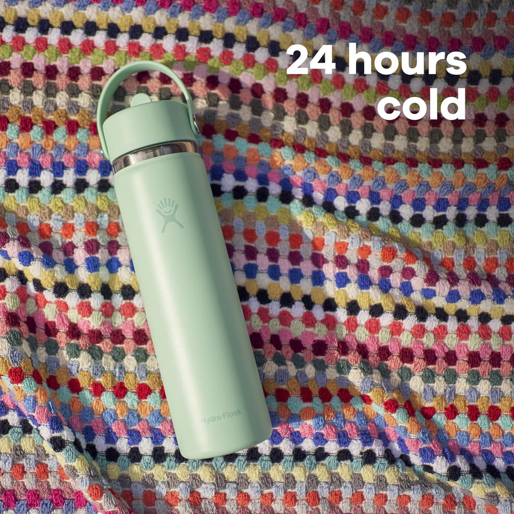Hydro Flask Water Bottle - Insulated Stainless Steel - Wide Straw Lid, Non Spill, Leakproof in 24 Oz Cloud Pink