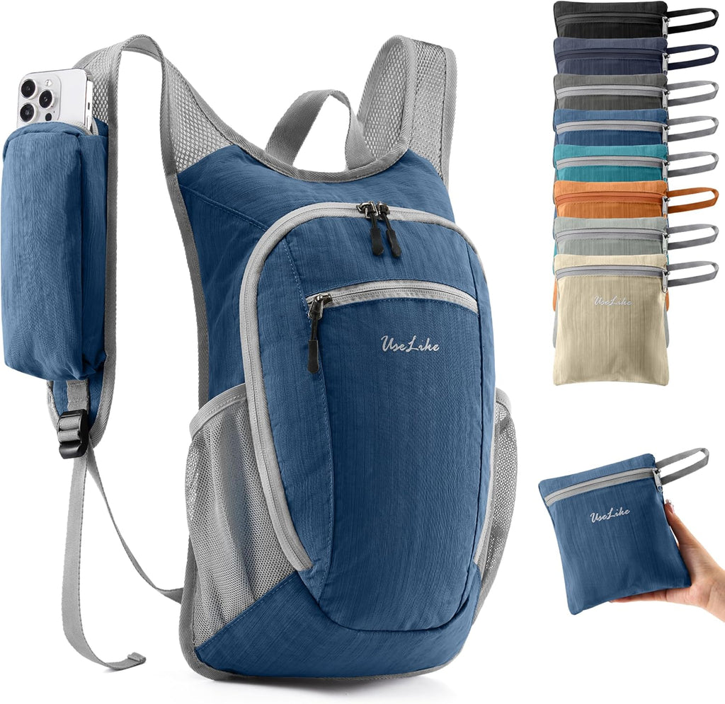 Uselike 10L Small Hiking Backpack Travel Daypack Lightweight Packable Back Pack for Women Men(Navy Blue)