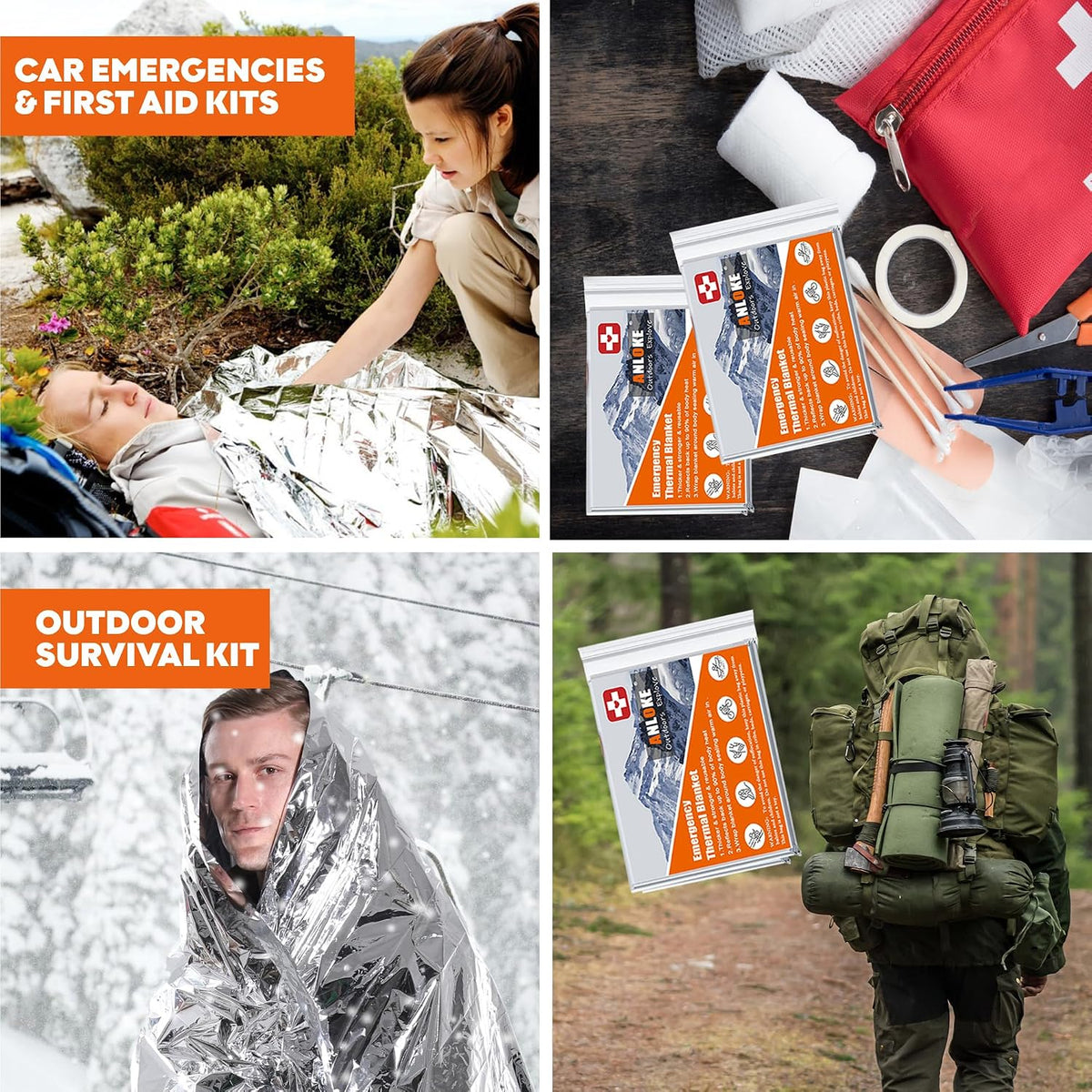 Emergency Blanket Mylar Thermal Blanket(5 Pack) Extra Large Survival Gear