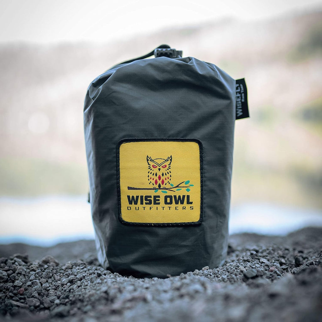 Wise Owl Outfitters Hammock Rain Fly – Waterproof Camping Tarp Cover with Tent Stakes & Carry Bag, Ultralight Shelter for Backpacking & Outdoor Shade