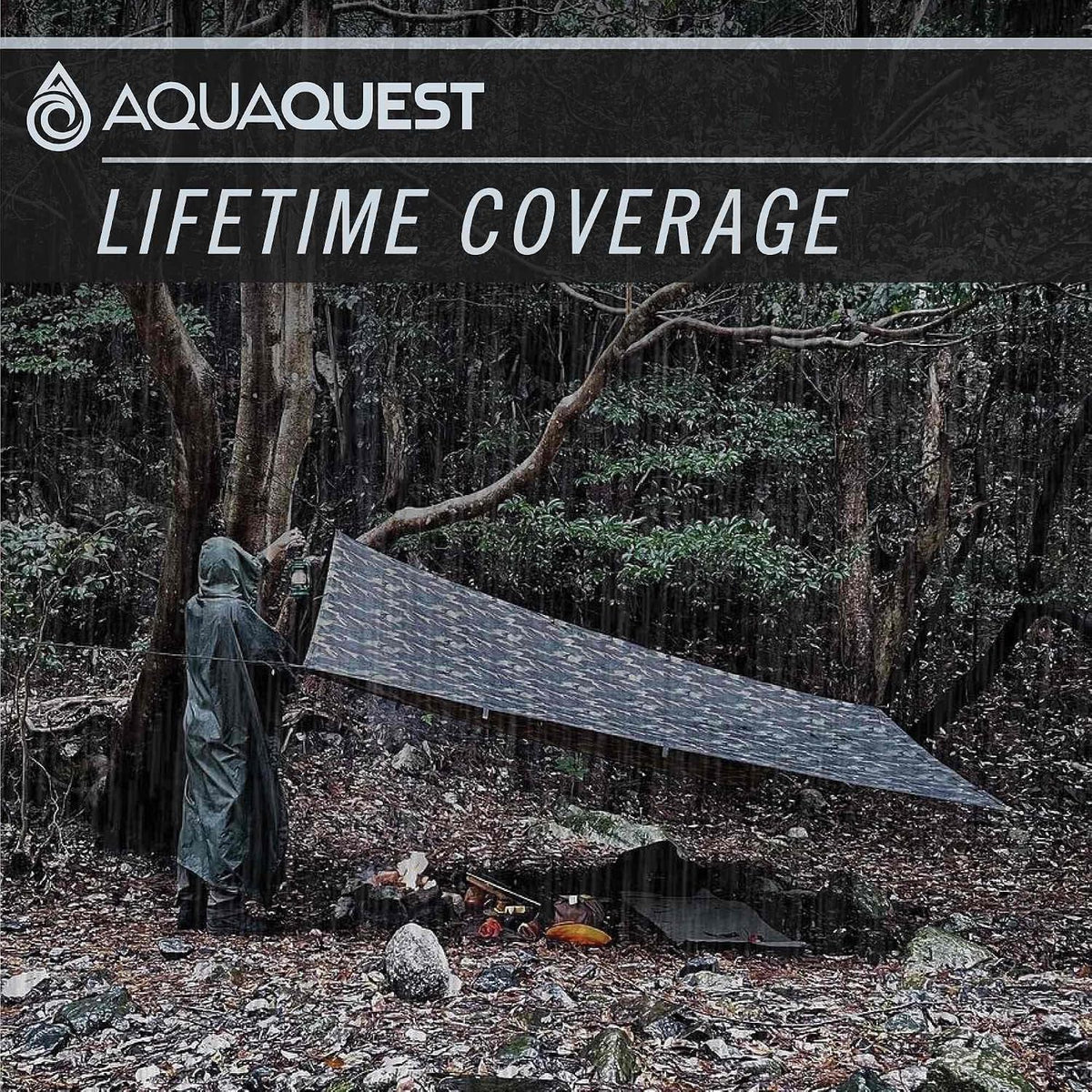 AquaQuest Defender Tarp – Heavy-Duty Waterproof (20,000 mm) Seam-Taped Rain Fly for Camping, Bushcraft & Survival