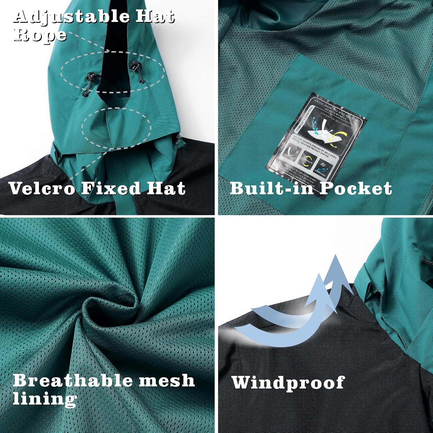 GIISAM Rain Jacket for Men, Mens Waterproof Raincoat Lightweight Rain Jackets Outdoor Rain Coat Windbreaker with Hood