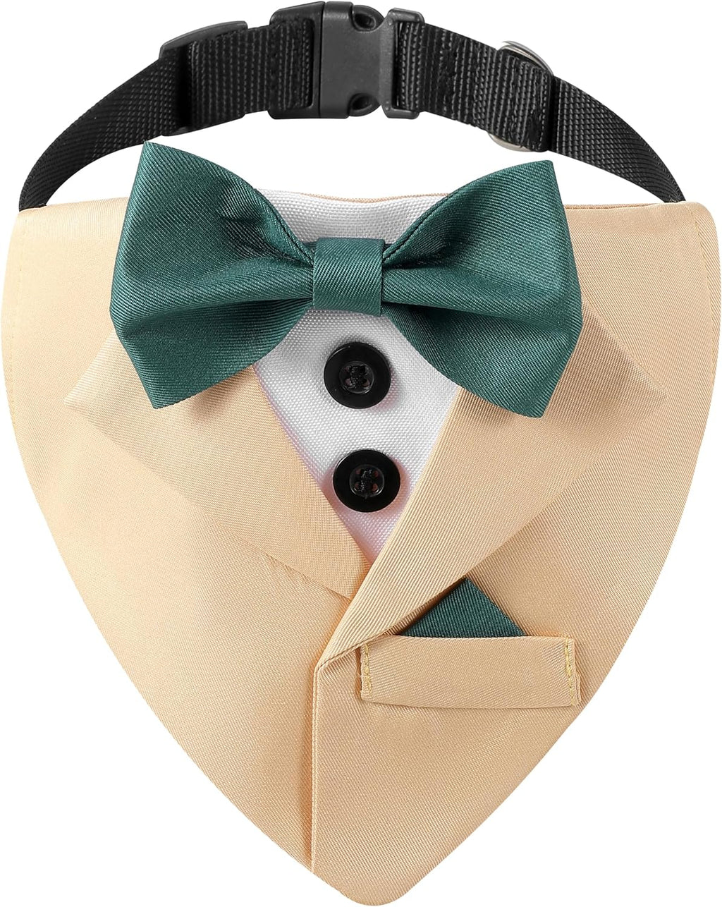 Popular Pet Party Suit Tuxedo Collar, Black Triangle Scarf with Red Bowtie, Handsome Dog Wedding Engagement Bow Tie Bandana (L)