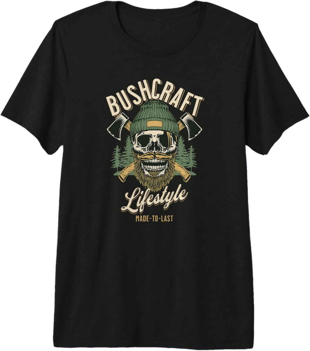 Bushcraft Outdoor Survival, Bearded Skull, Woodsman Gear Premium Tri-blend T-Shirt