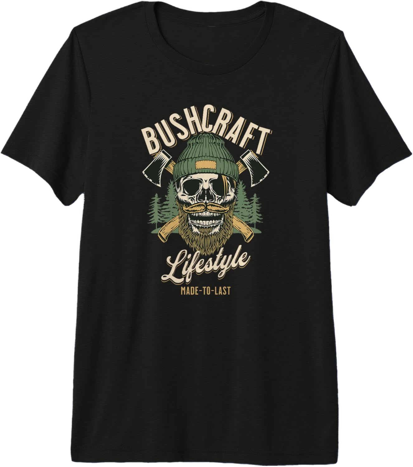 Bushcraft Outdoor Survival, Bearded Skull, Woodsman Gear Premium Tri-blend T-Shirt