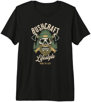 Bushcraft Outdoor Survival, Bearded Skull, Woodsman Gear Premium Tri-blend T-Shirt