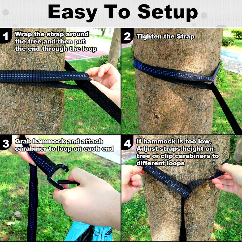 SZHLUX Camping Hammock Double & Single Portable Hammocks with 2 Tree Straps, Great for Hiking,Backpacking,Hunting,Outdoor,Beach,Camping,Black / Grey