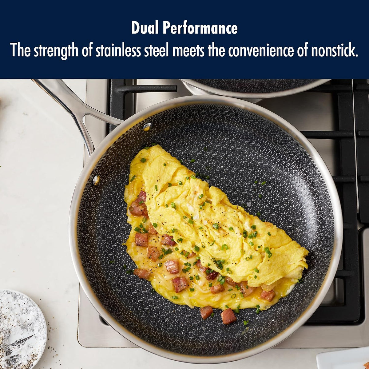 HENCKELS Paradigm Stainless Steel 6 Pc Fry Pan Set, Tri-Ply Ceramic Nonstick Fry Pan Set, Non Toxic Induction Fry Pan, Metal-Utensil & Dishwasher Safe