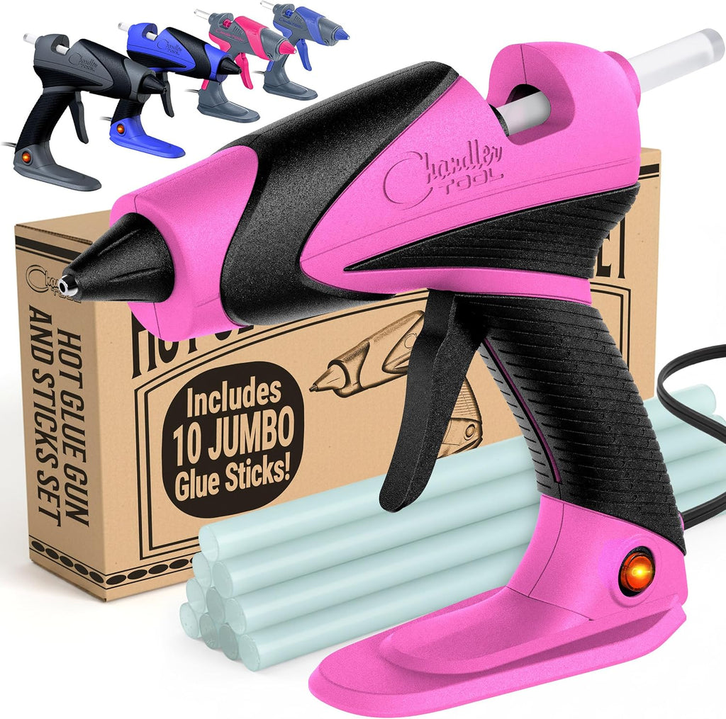 Hot Glue Gun Kit, Corded Craft Glue Gun with 10 Glue Sticks (60W Pink)