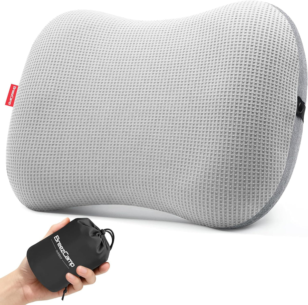 Camping Pillow with Soft Cover, Lightweight Inflatable Pillow for Neck Lumbar Support,Upgrade Backpacking Pillow,Washable Travel Air Pillows for Hiking, Backpacking, Airplane, Beach, Black