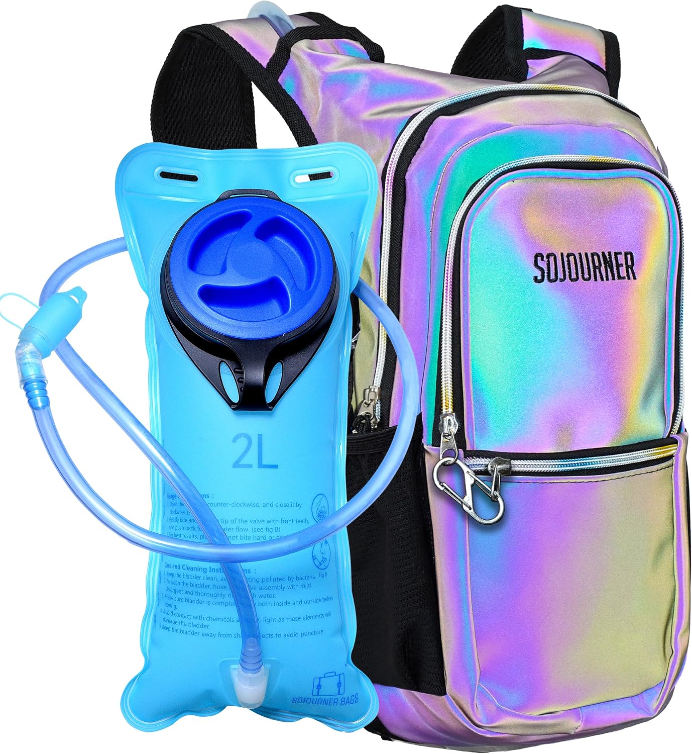 Sojourner Hydration Pack, Hydration Backpack - Water Backpack with 2l Hydration Bladder, Festival Essential - Rave Hydration Pack Hydropack Hydro for Hiking, Running, Biking, Festival Gear