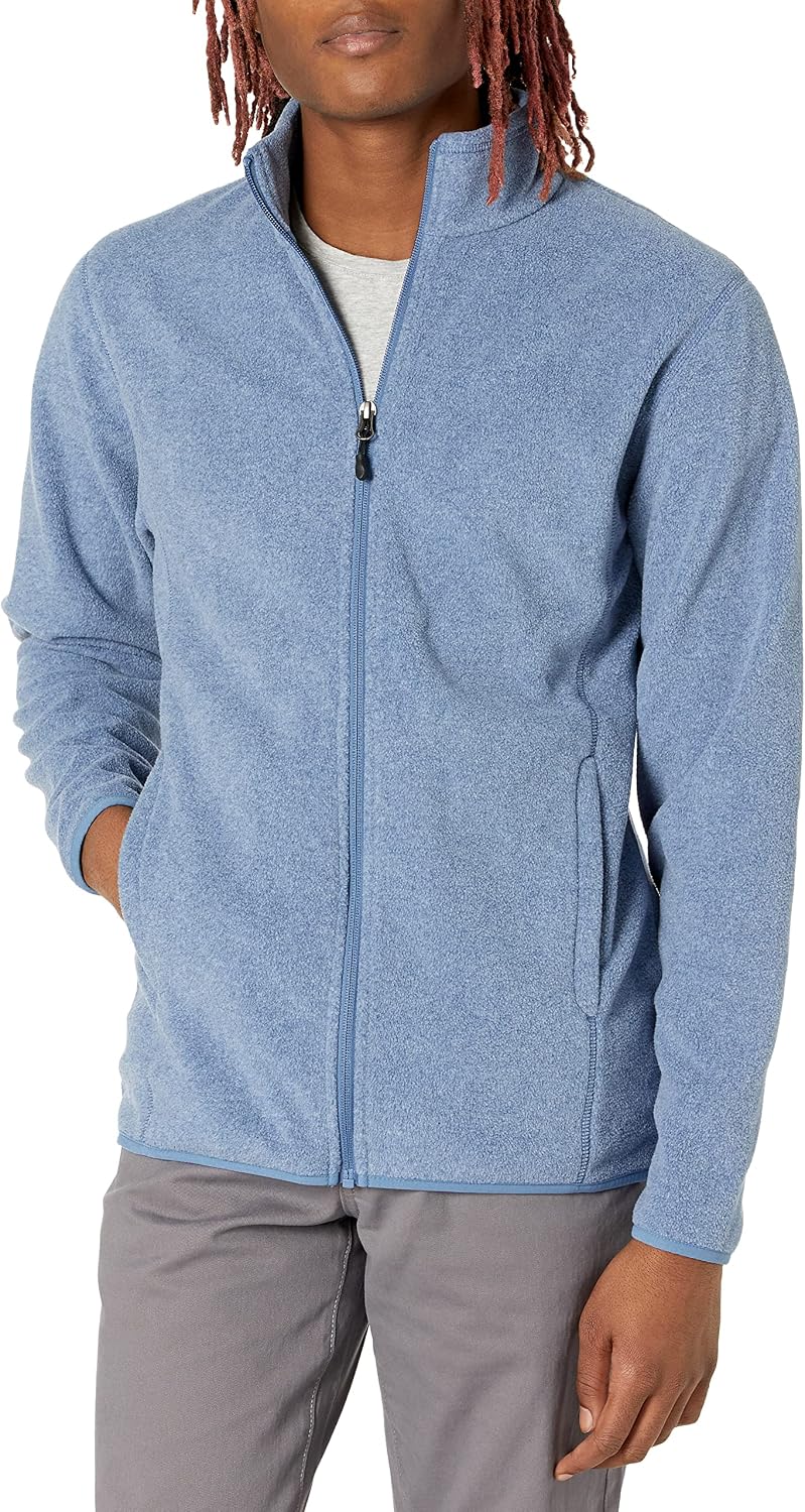 Amazon Essentials Men's Full-Zip Polar Fleece Jacket with Zippered Pockets for Cold Outdoor Weather (Available in Big & Tall)