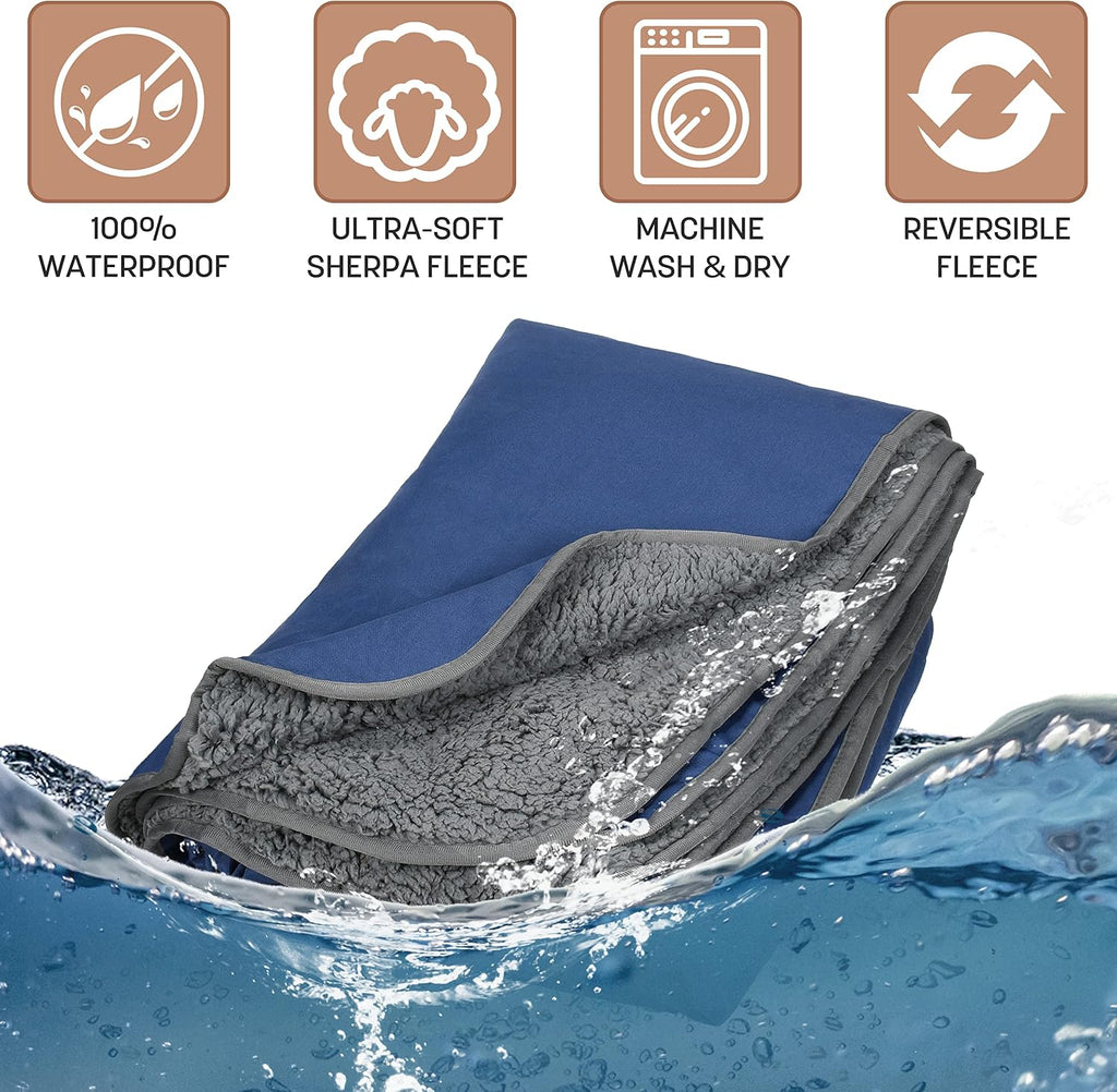 Tirrinia Waterproof Outdoor Blanket with Sherpa Lining, Windproof Foldable