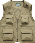 Men's Utility Fishing Cargo Vest Outdoor Lightweight Safari Travel Photo Vest Hiking Waistcoat With Multi Pockets