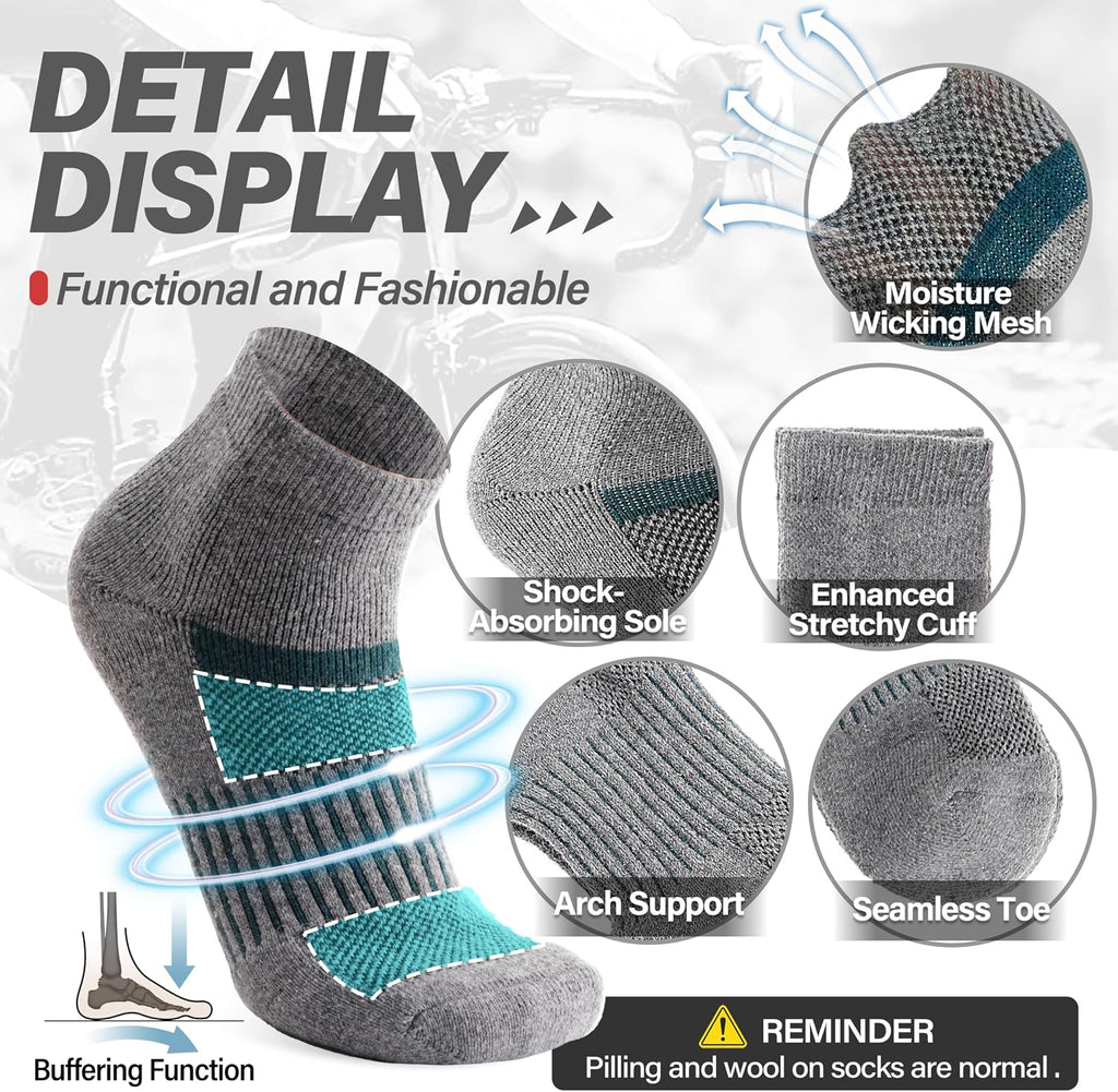 Anlisim Merino Wool Ankle Running Hiking Socks for Women and Men