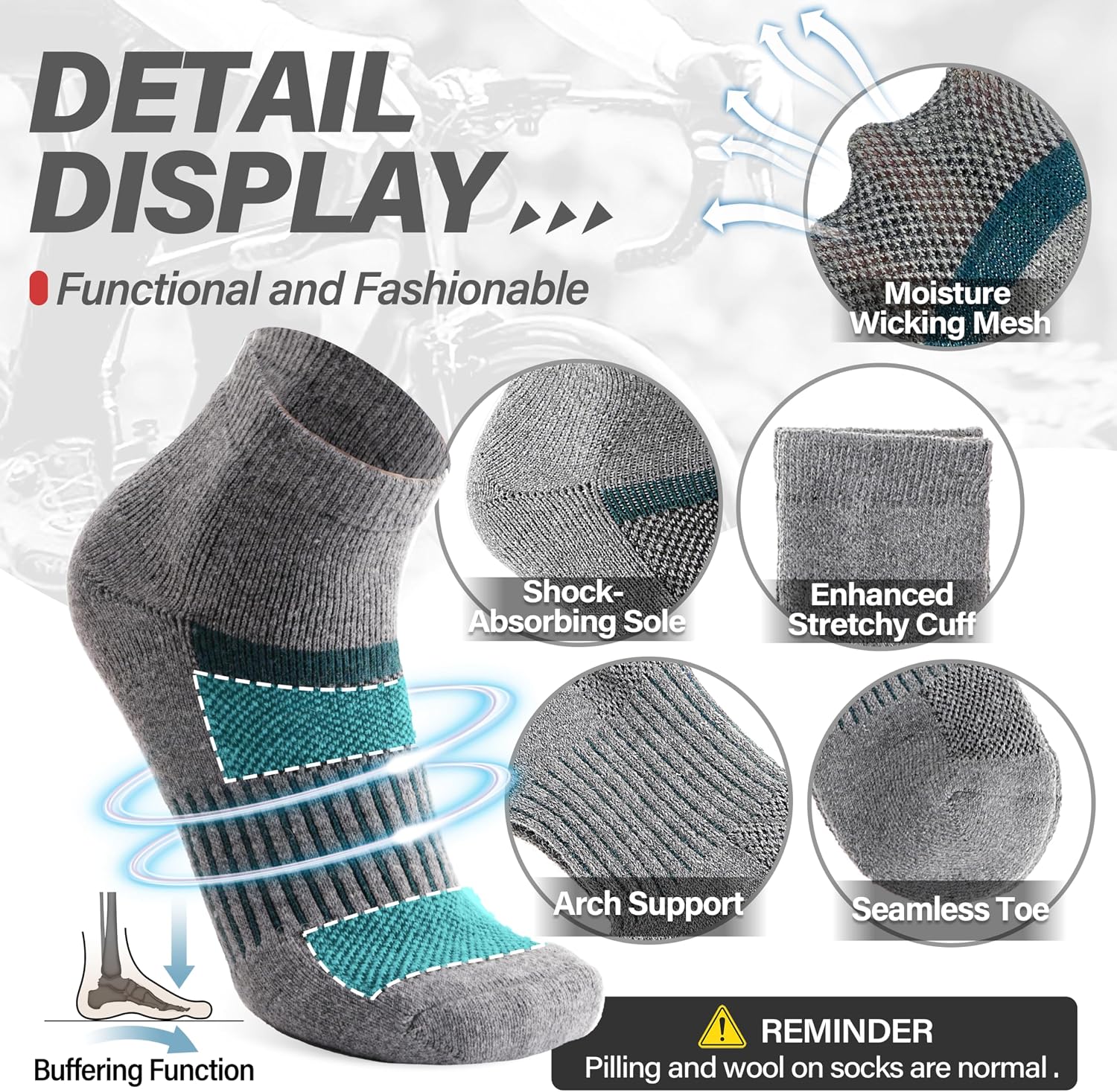 Anlisim Merino Wool Ankle Running Hiking Socks for Women and Men