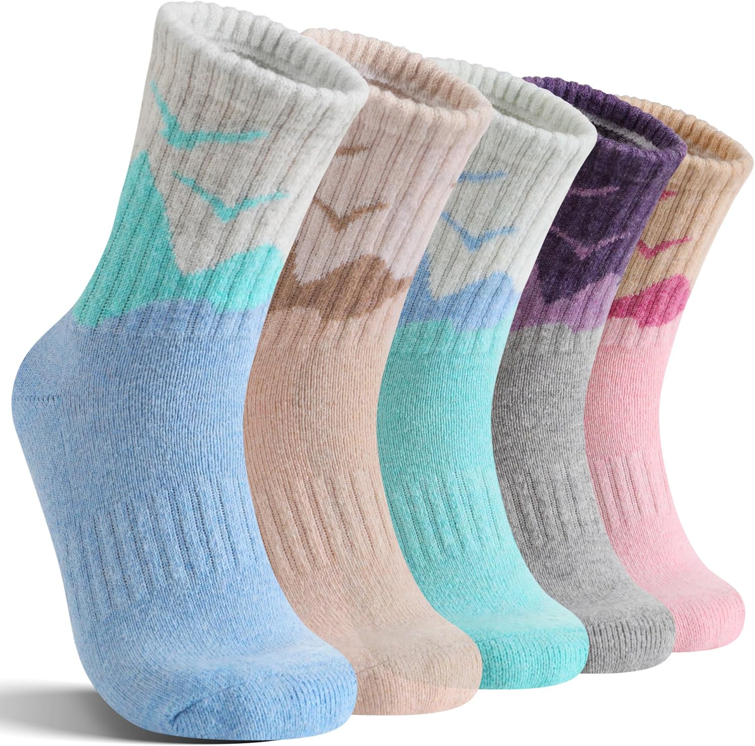 EBMORE 5 Pairs Womens Merino Wool Hiking Socks Thermal Warm Winter Boot Crew Cushion Work Gift Socks