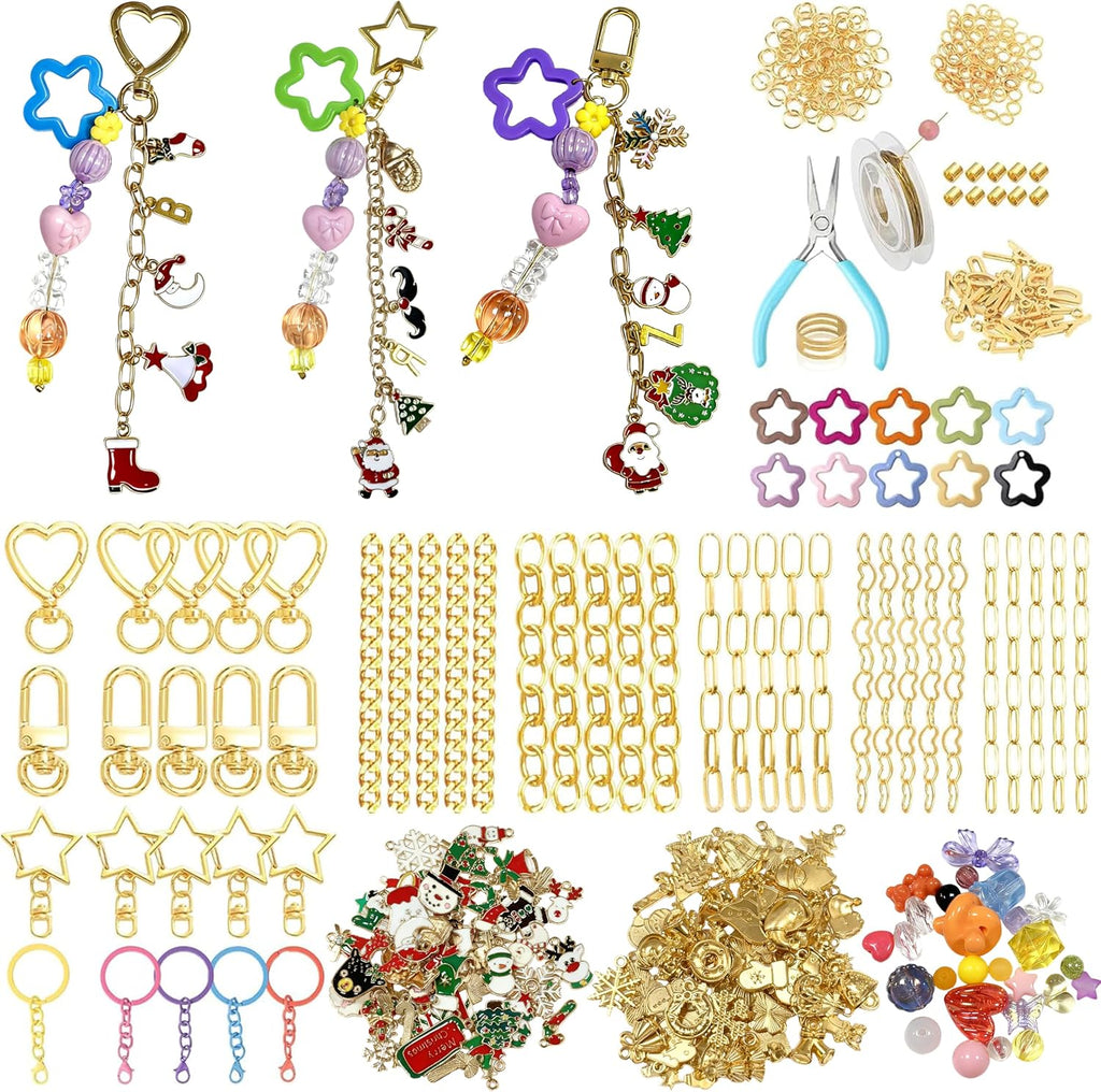 ValorTiger DIYJewelry Making Set 364 Pieces – Includes 156 Charms, 150 Jump Rings, 25 Extender Chains, 20 Keychains, 10 Crimp Tubes, 3-Inch Beading Wire, Support Ring & Jewelry Pliers(for Parents)