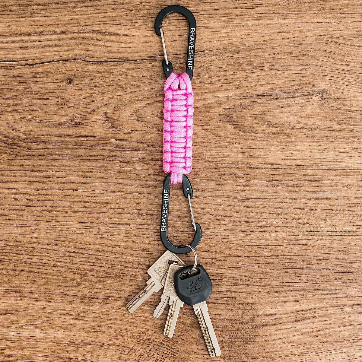 BRAVESHINE Paracord Keychain Carabiner Clip | D Ring Hanger Lanyard Hook