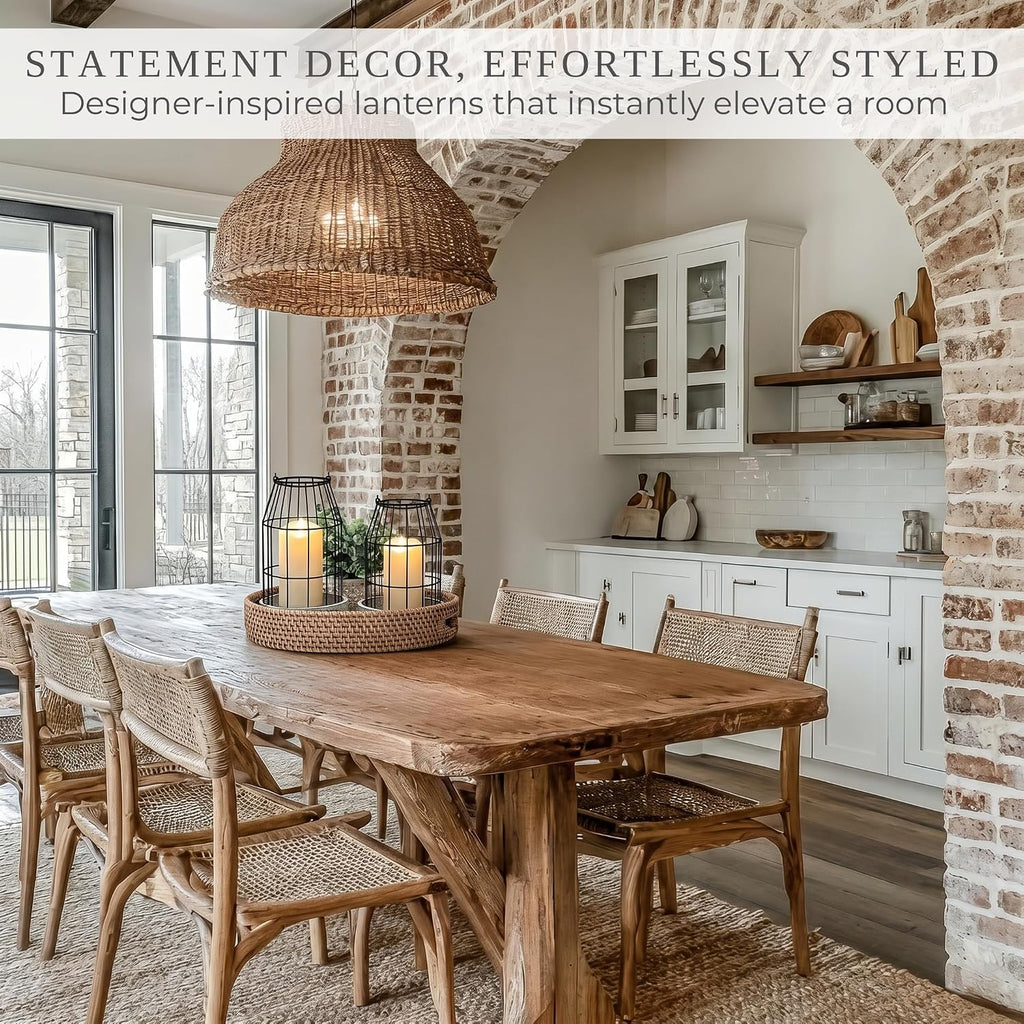 Rustic Farmhouse Lantern Decor Set of 2 - Stylish Decorative Lanterns