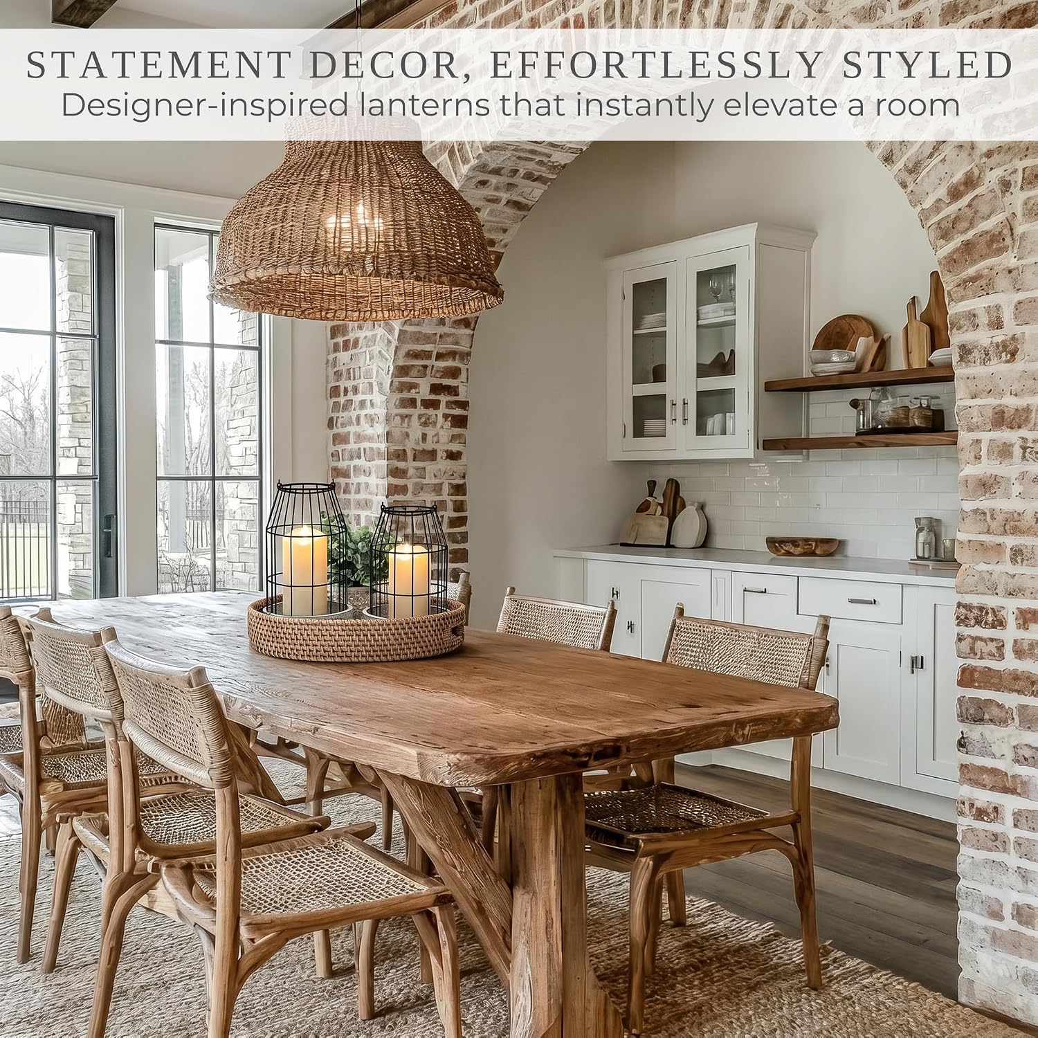 Rustic Farmhouse Lantern Decor Set of 2 - Stylish Decorative Lanterns