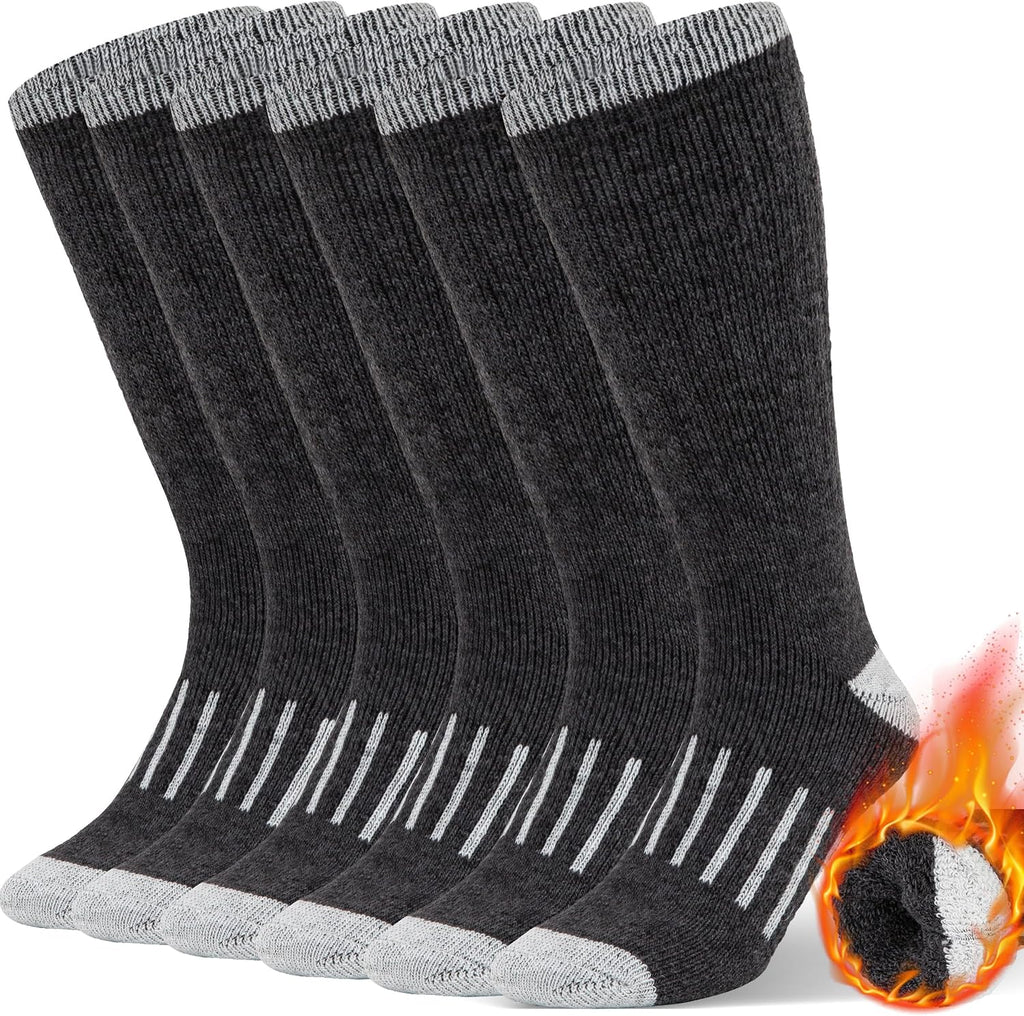 Alvada Mens Merino Wool Crew Socks Thermal and Warm Socks for Winter Work Hiking Running 3 Pairs