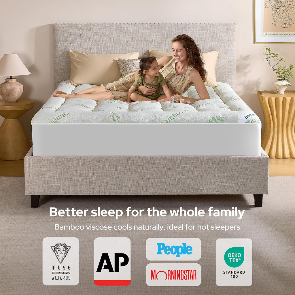 BEDLORE Queen Mattress Topper , Thick Pillow Top Mattress Pad