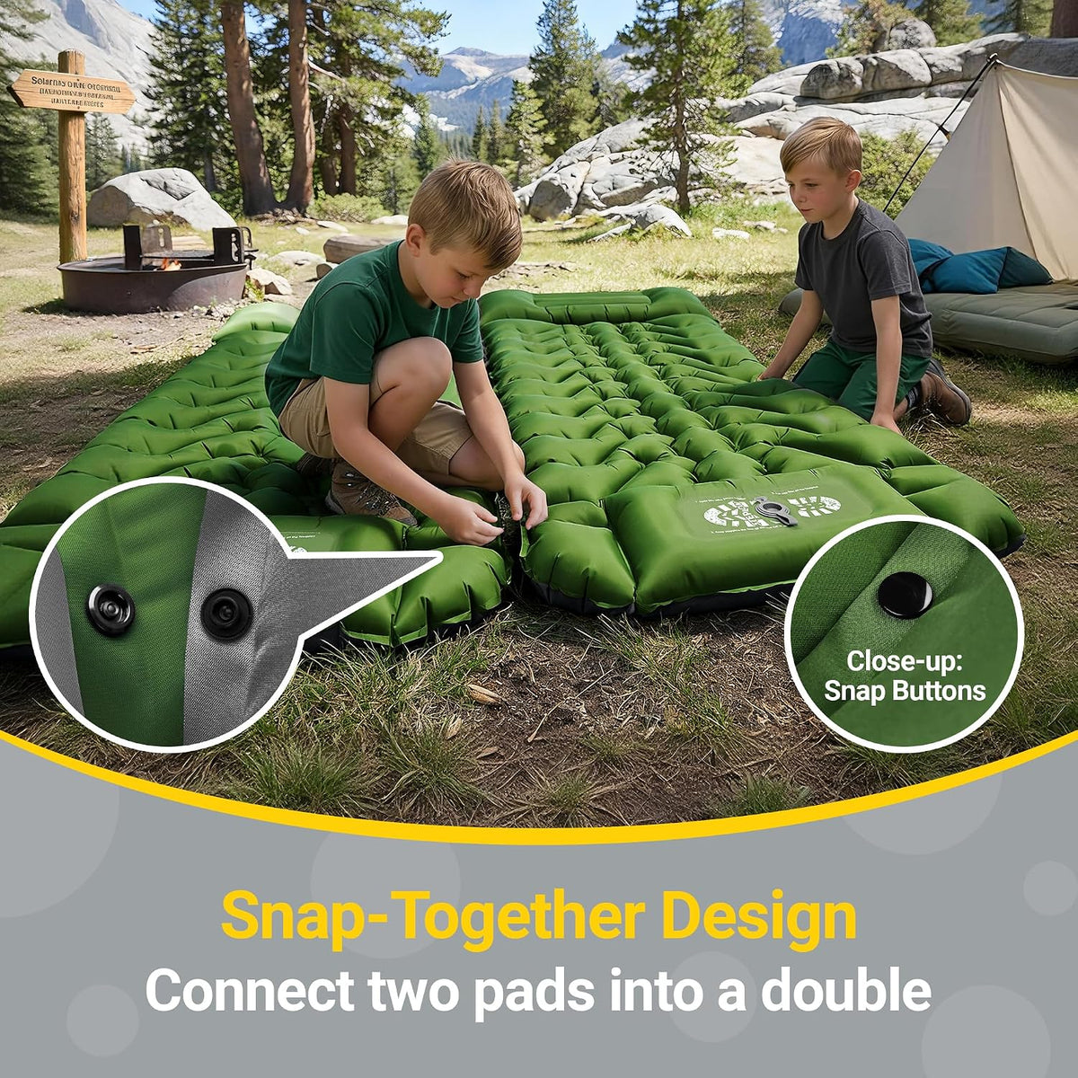 2 Pack Camping Sleeping Pad, 4 in Thick, 30 oz
