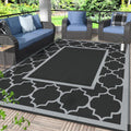 GENIMO Outdoor Rug, Waterproof Plastic Rugs for Patio, 6'x9' Black Gray