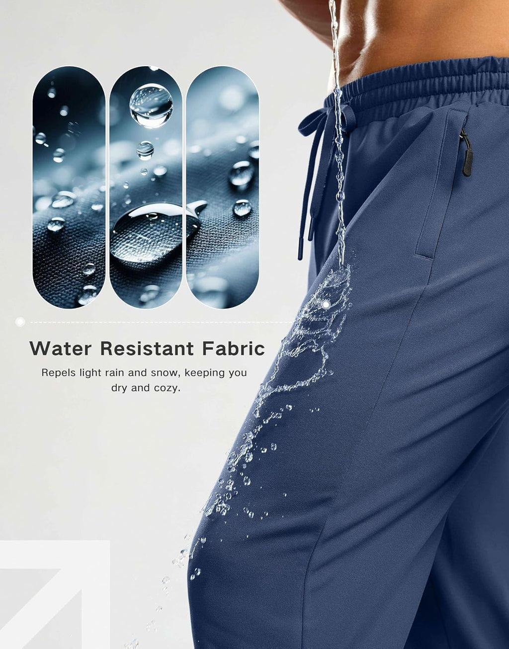 G Gradual Men's Fleece Lined Pants with 3 Zipper Pockets Water Resistant Winter Warm Hiking Pants Athletic Sweatpants for Men