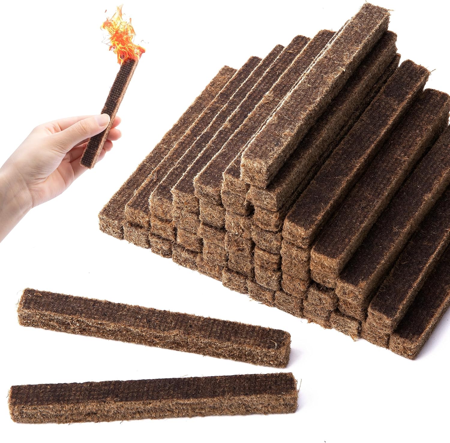 Adnee Fire Charcoal Starter - Camp Fire Starter Sticks for Fireplace, Wood Stove, Grill, Charcoal Chimney, BBQ Accessories (50)
