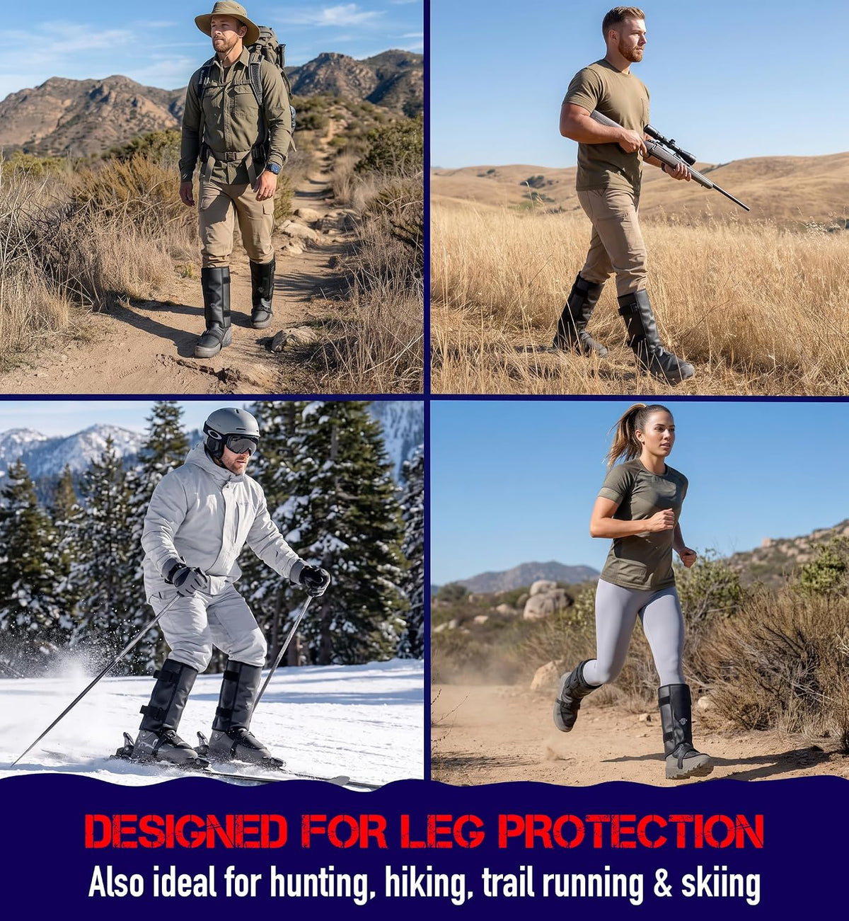 Nomad USA Waterproof Leg Gaiters for Men & Women – Adjustable Lightweight Leg Guards for Snake Bite Protection, Hiking, Hunting, Trekking, Fishing, Climbing & Gardening – 1 Pair